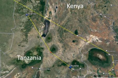 Map showing location and distance of the medevac.